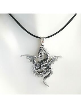 Flying Dragon quartz ball sterling silver pendant necklace Goth 🆕